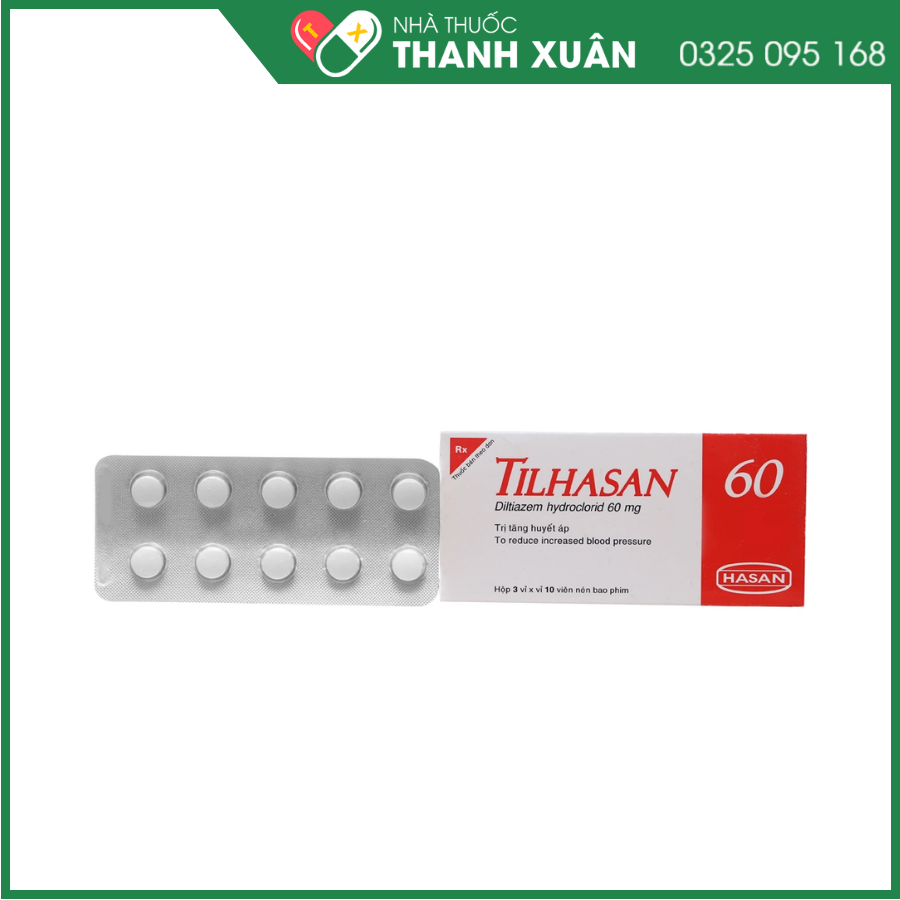 Tilhasan 60 điều trị tăng huyết áp, điều trị và dự phòng cơn đau thắt ngực